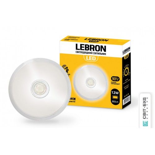 Світильник накладний LEBRON LED 12W сенсор 4100K 960Lm Ø210*h=35mm круг белый (00-18-80/15-36-46)