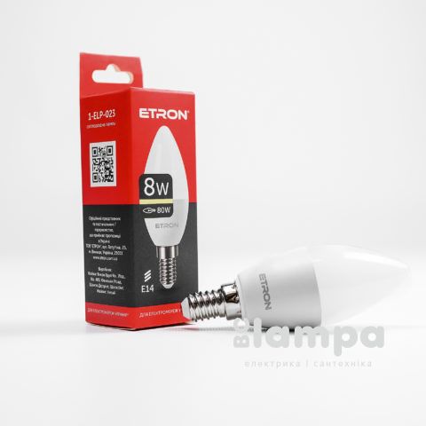 Лампа ETRON LED C37  8W 3000K E14 Light Power (1-ELP-023)