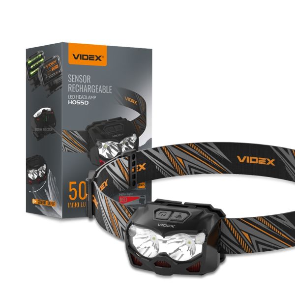Фонарик налобний VIDEX  500Lm 5000K (VLF-H055D/27212)