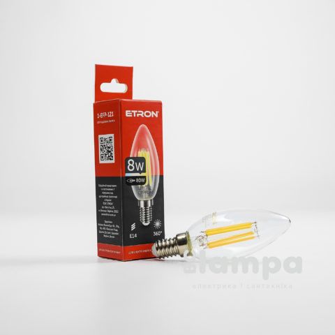 Лампа ETRON LED C37  8W 3000K E14 Filament Power (1-EFP-121)