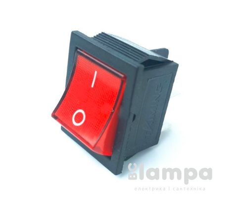 Перемикач клавішний КП -  2и 20A/220W красный KSD4-201N (505395к/169976)