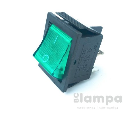 Перемикач клавішний КП -  2и 16A/220W зеленый KCD4 (505401)