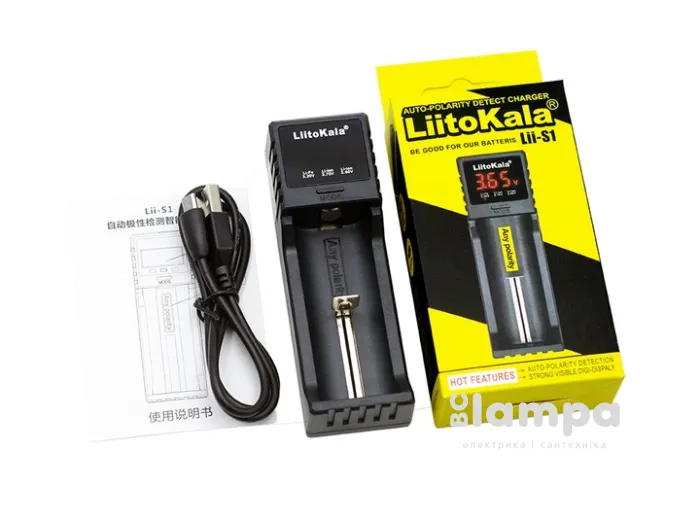 Зарядний пристрій для Li-lon LitoKala Lii-S1 (для 1*18650 и др.) LCD дисплей