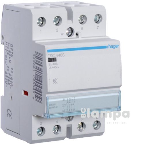 Контактор Hager ESC440s 40А 4HО Uc=230V (4мод/безшумный) 140201