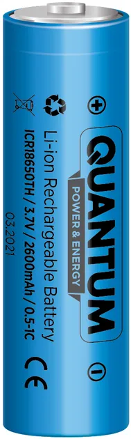 Акумулятор 18650 QWANTUM Li-Ion 2600mAh 0.5-1C з клемним виступом (ICR18650TH/2600)