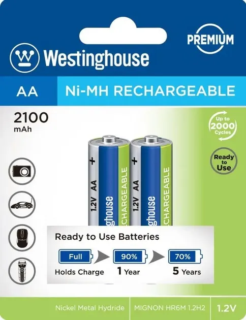 Акумулятор AA WESTINGHOUSE Ni-Mh 2100mAh 2шт. - ціна за1шт.