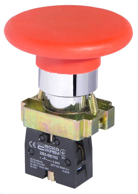 Кнопка АСКО XB2-BR42 безпеки "NС Stop- грибок Ø60"(0140010015)