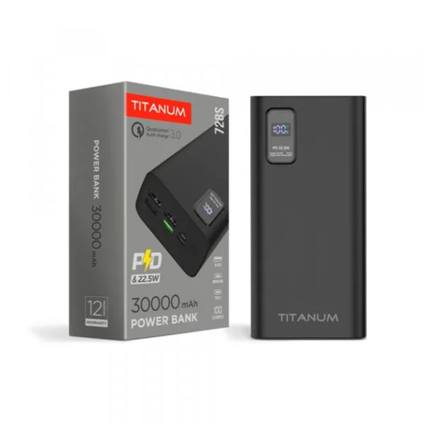 Power Bank TITANUM TPB-728S 30000 mAh  22.5w QC+PD Black (27364)