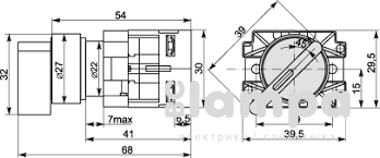 Кнопка АСКО XB2-BJ33 повор 3-х поз. удлин ручка "NO/NO Start-Stop-Start" Ø22 (0140010007) p0810136