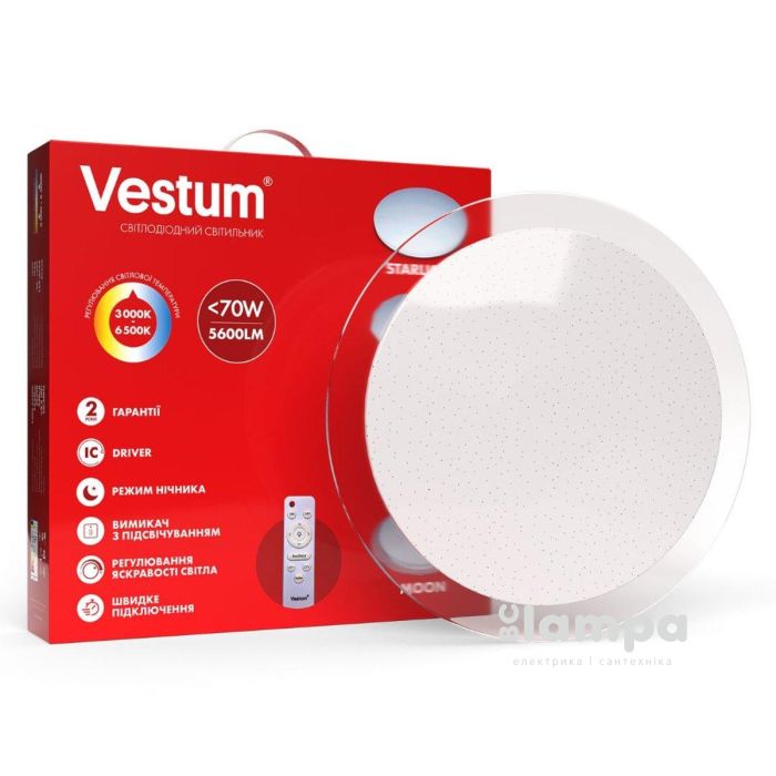 Світильник стельовий VESTUM SATURN 70W 385*60мм 3000-6500K 5600Lm з д/у (1-VS-8504)