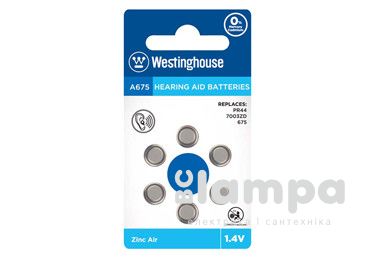 Батарейка для слуховых аппаратов WESTINGHOUSE A675  (блистер 6 шт.)