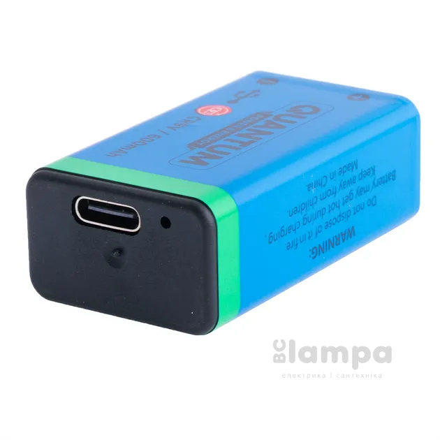 Акумулятор крона QWANTUM USB Li-ion CR9V, 600mAh  (USB/Li-ionCR9V-600-PB2)