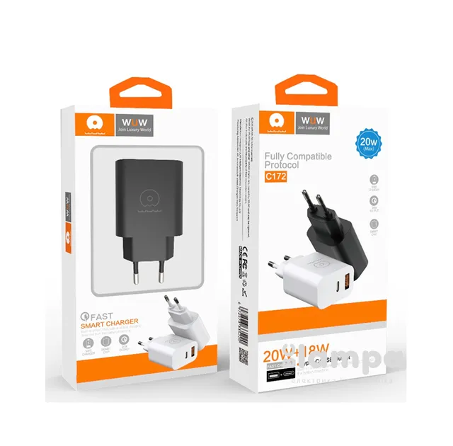 Зарядний пристрій WUW-C172 Type-C USB PD 18W charger Black (6972573335381)