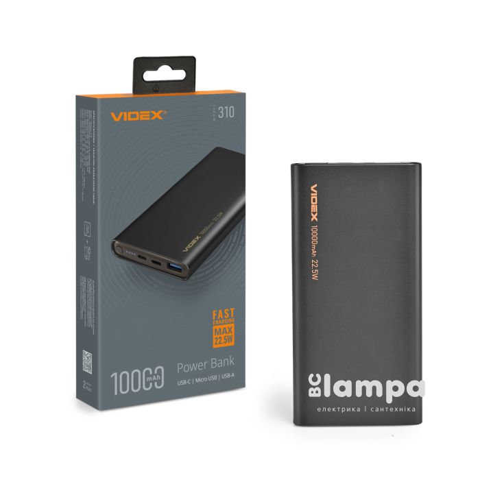 Power Bank VIDEX VPB-310 10000 mAh  22.5w QC+PD Black (28292)