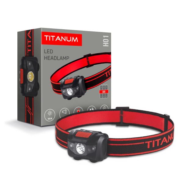 Фонарик налобний TITANUM TLF-H01 100Lm 6500K (27324) 3хААА в комплекте