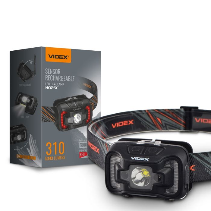 Фонарик налобний VIDEX  310Lm 5000K (VLF-H025С/26572) сенсор