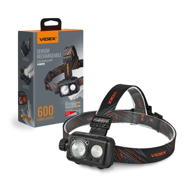 Фонарик налобний VIDEX  600Lm 5000K (VLF-H189/28364)
