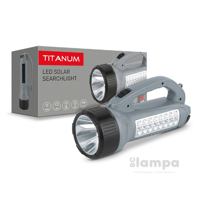 Ліхтарик ручний TITANUM TLF-T09SO 200Lm сонячна батарея (27415)