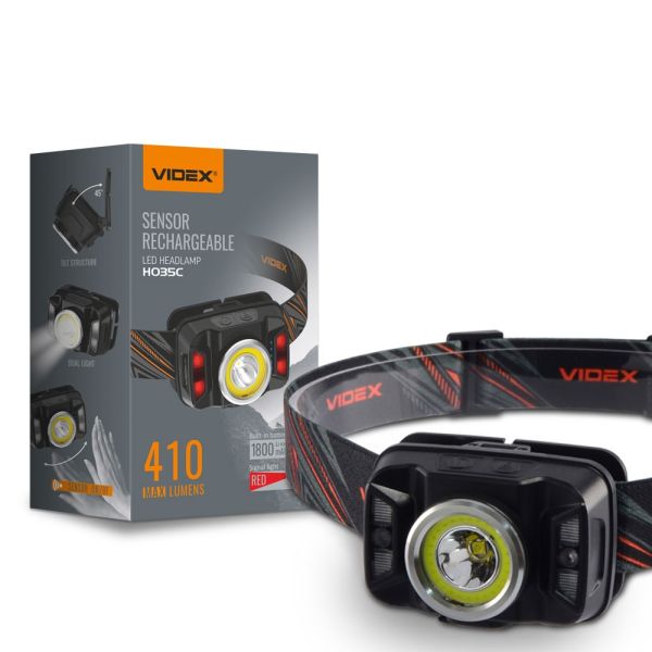 Фонарик налобний VIDEX  410Lm 5000K (VLF-H035C/26571) сенсор