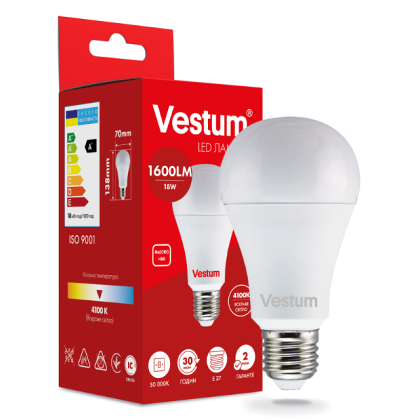 Лампа VESTUM LED  A70 18W Е27 4100K 220V (1-VS-1111)