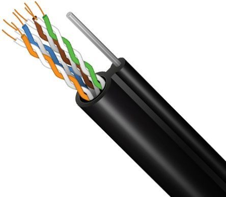 Kабель Ethernet FTP 4×2×0.51 cat.5e ЗЗКМ мідний чорний вуличний з тросом