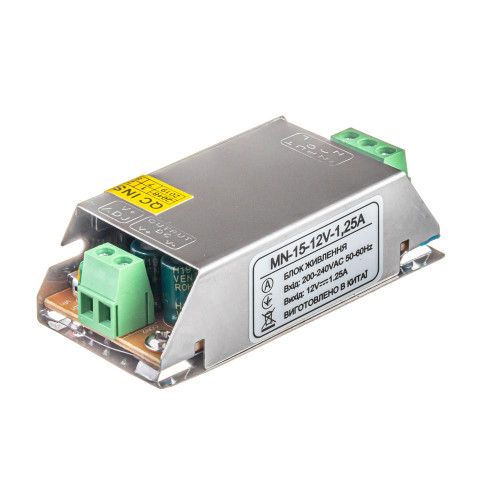 Трансформатор электр. для LED ленты металл ±12V/ 15W(1,25А)  IP20 сетка (01400058/1013360/1023065)
