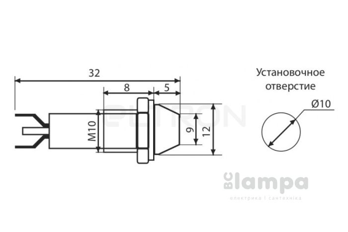 Арматура светосигнальная AD22C-Ø10 красная 220V АСКО металл/пайка (0140030124)