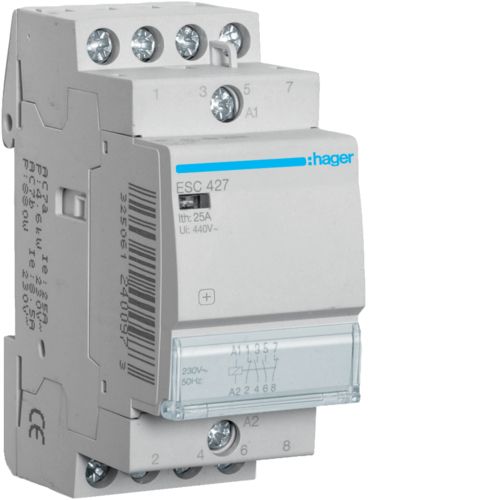 Контактор Hager ESC427 25А 2HВ+2НЗ 230V 2мод (87449)