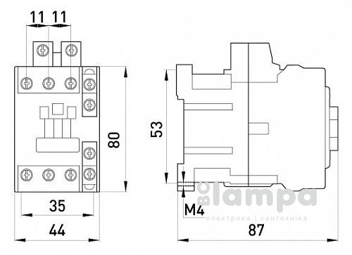 Контактор e.industrial.ukc. 9.230, 9А, 230В, 1no+1nc (i.0090069)