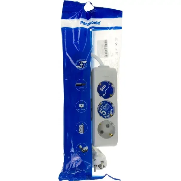 Подовжувач 3гн.  5м  з/к+ шторки сірий X- tendia (B04352GR-UA) Panasonic