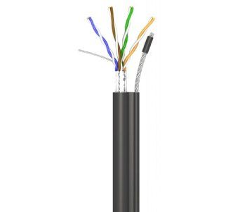 Kабель Ethernet FTP 4×2×0.51 cat.5e OK-net мідний чорний вуличний з тросом