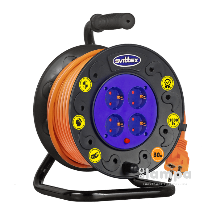 Подовжувач на котушці 30 м ПВС 3*2,5mm²  Svittex