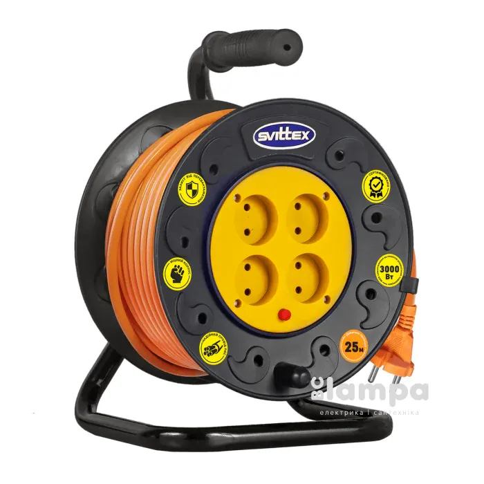 Подовжувач на котушці 25 м ПВС 2*2,5mm²  Svittex