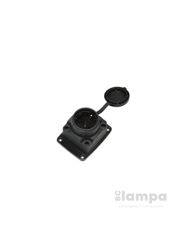 Розетка ERKA 1-я с з/к 16А с кришкой каучук (98892)