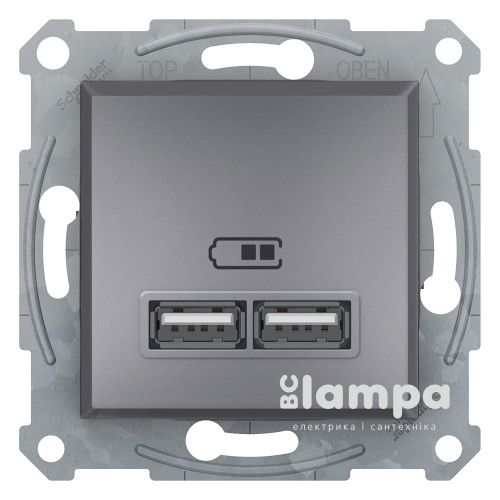 Schneider Electric Asfora сталь розетка USB 2,1А (EPH2700262)