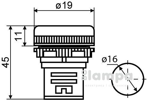 Арматура светосигнальная AD16-16DS зеленая 220V plastic (s009013)