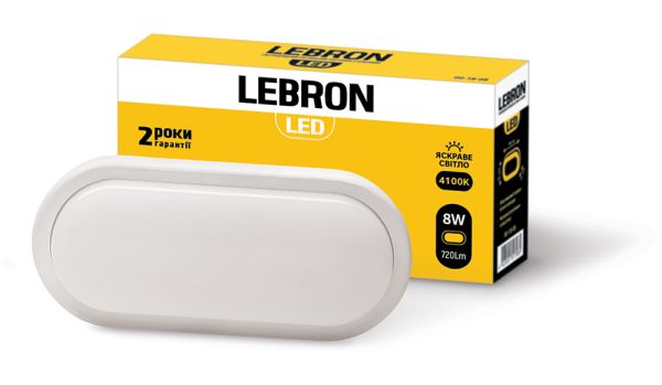 Світильник накладний LEBRON LED  8W 4100K IP65 овал L-WLO (00-18-08/12-32-19/15-35-01)
