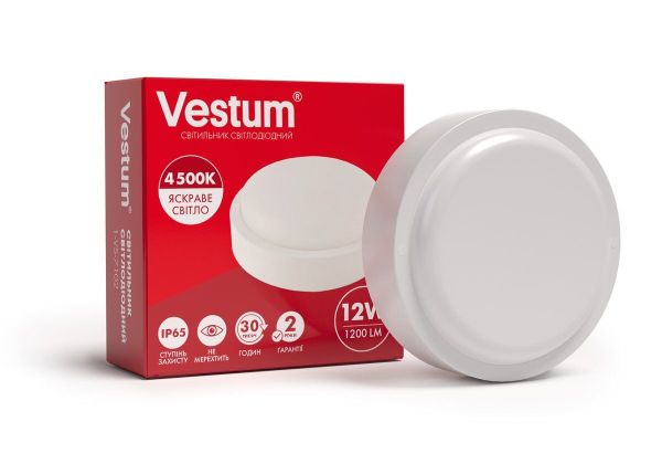 Світильник накладний VESTUM  LED 12W 4500K 220V ЖКХ круг (1-VS-7102)