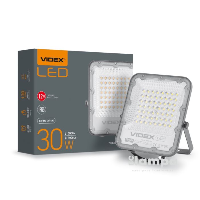 Прожектор VIDEX LED  30W 5000K 12-48V серый (VL-F2-305G/25960)