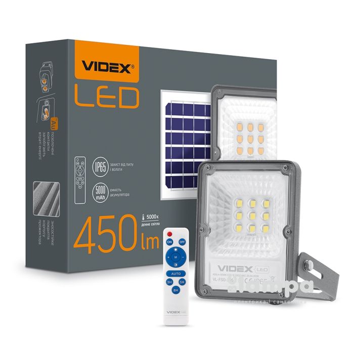 Прожектор автономний VIDEX LED 10W 5000K LiFePO4-3.2V (VL-FSO-205)