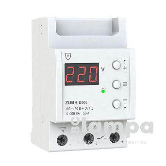 Реле напруги ZUBR модульне D50t Термозахист